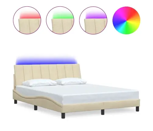 Gulta Bez Matrača, Krēmkrāsas, 160X200 Cm, Audums Vidaxl