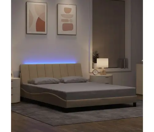 Gulta Bez Matrača, Krēmkrāsas, 160X200 Cm, Audums Vidaxl