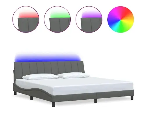 Gulta Bez Matrača, Tumši Pelēks, 200X200 Cm, Audums Vidaxl