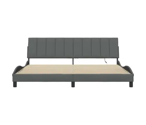 Gulta Bez Matrača, Tumši Pelēks, 200X200 Cm, Audums Vidaxl