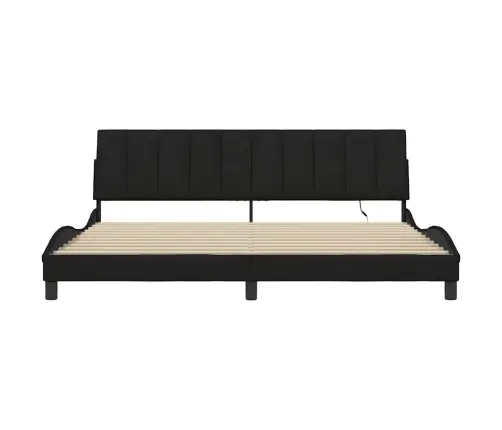 Gulta Bez Matrača, Melns, 200X200 Cm, Audums Vidaxl