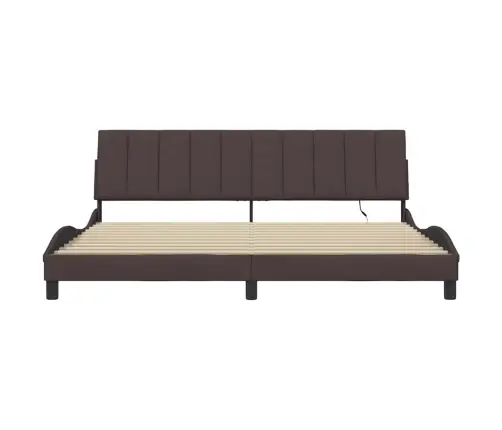 Gulta Bez Matrača, Tumši Brūns, 200X200 Cm, Audums Vidaxl