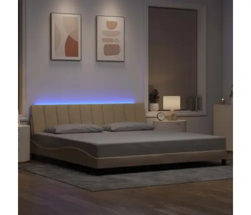 Gultas Rāmis Bez Matrača, Hanko, Krēmkrāsas, 200X200 Cm, Audums Vidaxl