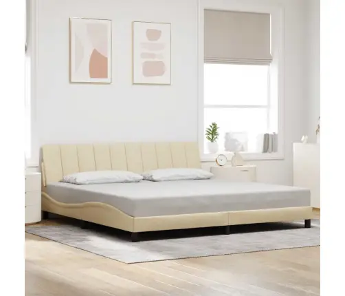 Gultas Rāmis Bez Matrača, Hanko, Krēmkrāsas, 200X200 Cm, Audums Vidaxl