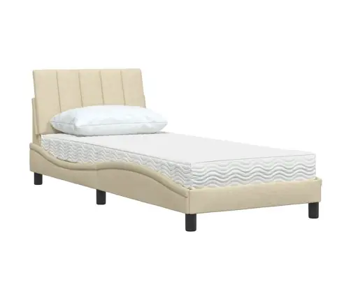 Gultas Rāmis Ar Matraci, Krēmkrāsas, 80X200 Cm, Audums Vidaxl