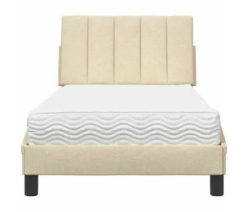 Gultas Rāmis Ar Matraci, Krēmkrāsas, 80X200 Cm, Audums Vidaxl