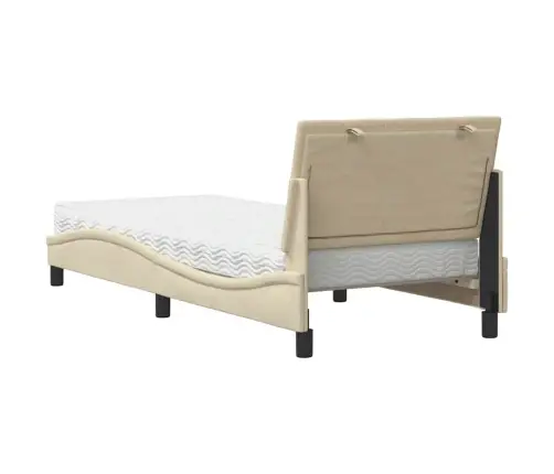 Gultas Rāmis Ar Matraci, Krēmkrāsas, 80X200 Cm, Audums Vidaxl