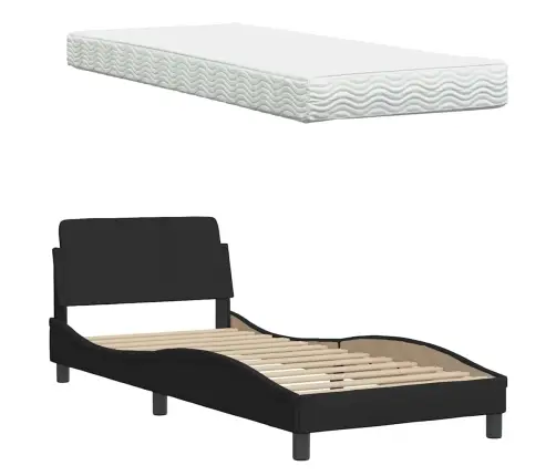 Gultas Rāmis Ar Matraci, Melns, 90X190 Cm, Audums Vidaxl