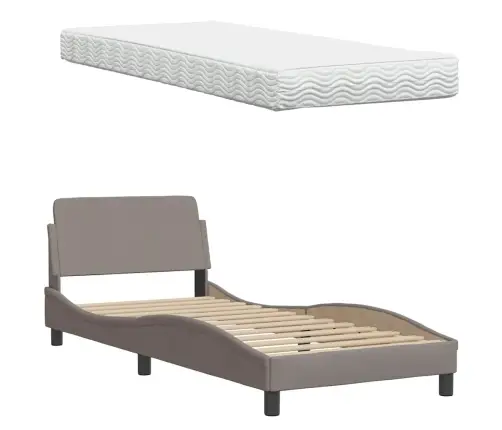Gultas Rāmis Ar Matraci, Pelēkbrūns, 90X190 Cm, Audums Vidaxl