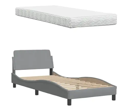 Lova Su Čiužiniu, Hanko, Šviesiai Pilkos Spalvos, 90X200cm Audinys