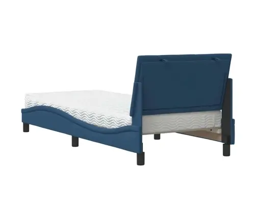 Gultas Rāmis Ar Matraci, Zils, 90X200 Cm, Audums Vidaxl
