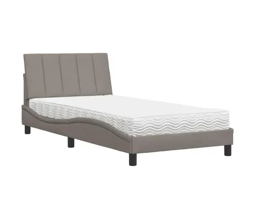 Gultas Rāmis Ar Matraci, Pelēkbrūns, 100X200 Cm, Audums Vidaxl