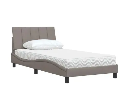Gultas Rāmis Ar Matraci, Pelēkbrūns, 100X200 Cm, Audums Vidaxl