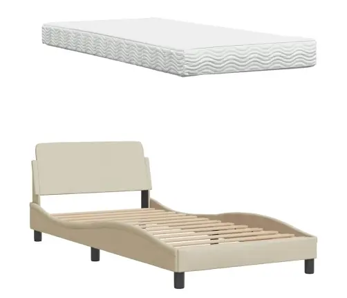 Lova Su Čiužiniu, Hanko, Kreminės Spalvos, 100X200cm Audinys