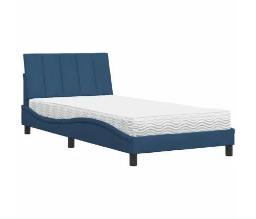 Gultas Rāmis Ar Matraci, Zils, 100X200 Cm, Audums Vidaxl