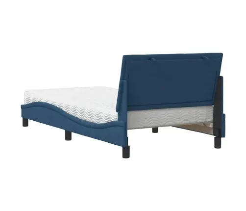Gultas Rāmis Ar Matraci, Zils, 100X200 Cm, Audums Vidaxl