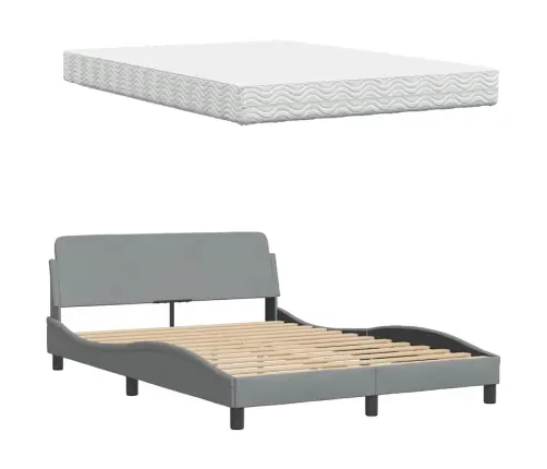 Gulta Ar Matraci, Gaiši Pelēka Audums, 140X190 Cm Vidaxl