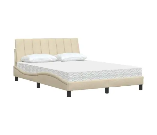 Gulta Ar Matraci, Krēmkrāsas Audums, 140X190 Cm Vidaxl