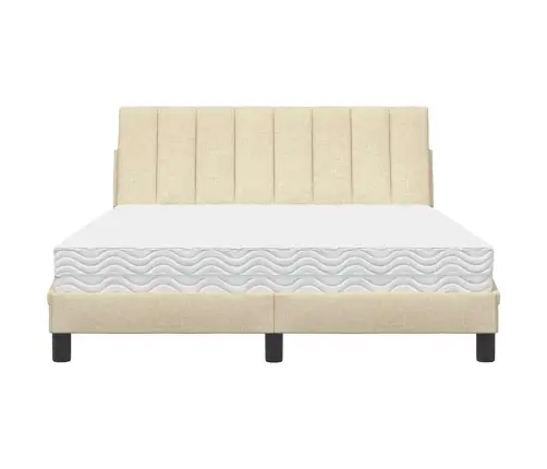 Gulta Ar Matraci, Krēmkrāsas Audums, 140X190 Cm Vidaxl