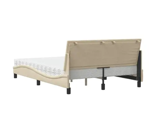 Gulta Ar Matraci, Krēmkrāsas Audums, 140X190 Cm Vidaxl