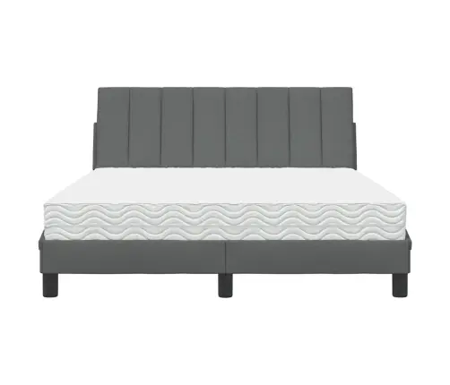 Gulta Ar Matraci, Tumši Pelēka, 140X200 Cm, Audums Vidaxl