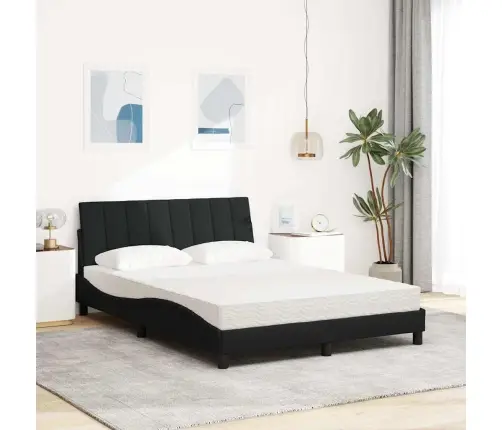 Gulta Ar Matraci, Melna, 140X200 Cm, Audums Vidaxl