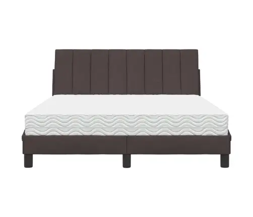 Gulta Ar Matraci, Tumši Brūna, 140X200 Cm, Audums Vidaxl