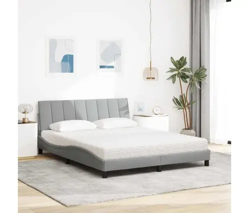 Voodi Madratsiga Hanko, Helehall, 160X200 cm Kangas