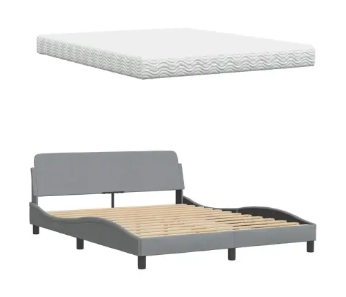 Voodi Madratsiga Hanko, Helehall, 160X200 cm Kangas