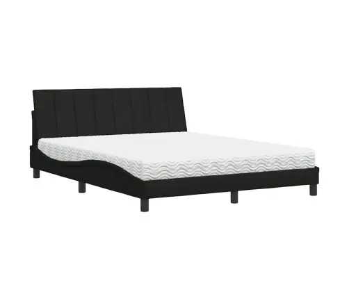 Gulta Ar Matraci, Melns, 160X200 Cm, Audums Vidaxl Gulta Ar Matraci, Melns, 160X200 Cm, Audums Vidaxl