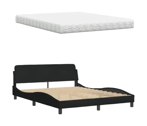 Gulta Ar Matraci, Melns, 160X200 Cm, Audums Vidaxl Gulta Ar Matraci, Melns, 160X200 Cm, Audums Vidaxl