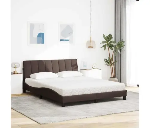 Gulta Ar Matraci, Tumši Brūns, 160X200 Cm, Audums Vidaxl