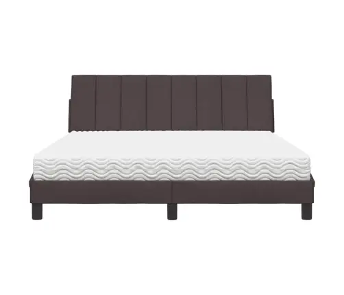 Gulta Ar Matraci, Tumši Brūns, 160X200 Cm, Audums Vidaxl