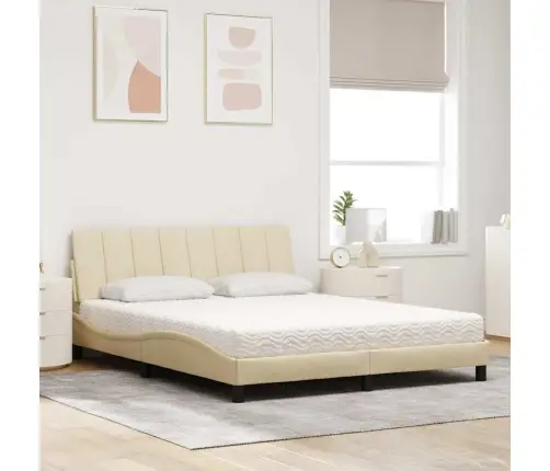 Gulta Ar Matraci, Krēmkrāsas, 160X200 Cm, Audums Vidaxl