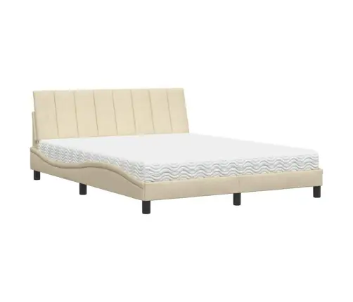 Gulta Ar Matraci, Krēmkrāsas, 160X200 Cm, Audums Vidaxl