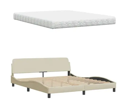 Gulta Ar Matraci, Krēmkrāsas, 160X200 Cm, Audums Vidaxl