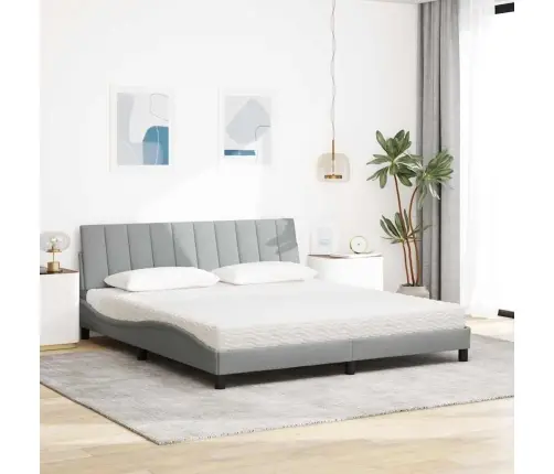 Gulta Ar Matraci, Gaiši Pelēks, 180X200 Cm, Audums Vidaxl