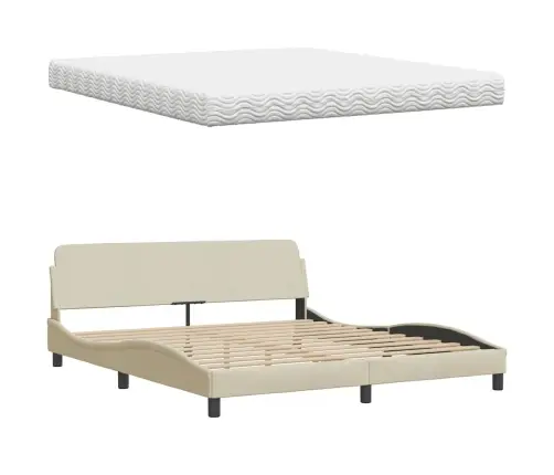 Gulta Ar Matraci, Hanko, Krēmkrāsas, 180X200 Cm, Audums Vidaxl