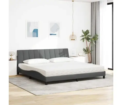 Gulta Ar Matraci, Tumši Pelēks Audums, 200X200 Cm Vidaxl