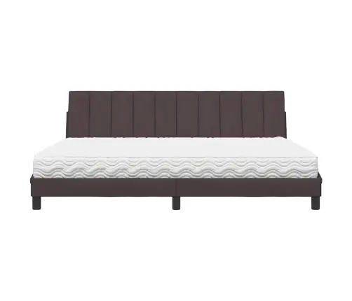 Gulta Ar Matraci, Tumši Brūna, 200X200 Cm, Audums Vidaxl