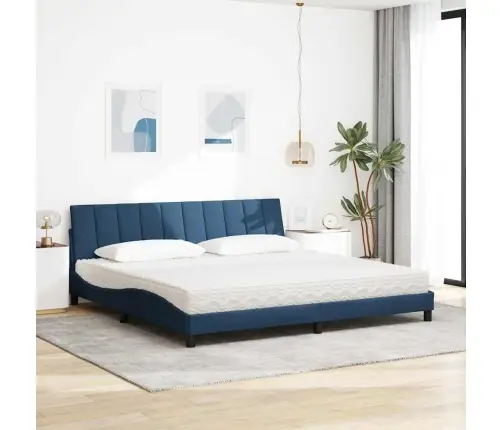 Gulta Ar Matraci, Zils Audums, 200X200 Cm Vidaxl