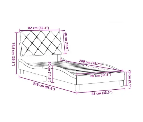 Voodiraam Ilma Madratsita Tumepruun 80X200 Cm Kangas