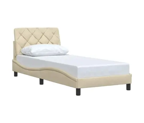 Gultas Rāmis Bez Matrača, Krēma, 90X190Cm Audums Vidaxl