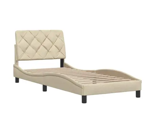 Gultas Rāmis Bez Matrača, Krēma, 90X190Cm Audums Vidaxl