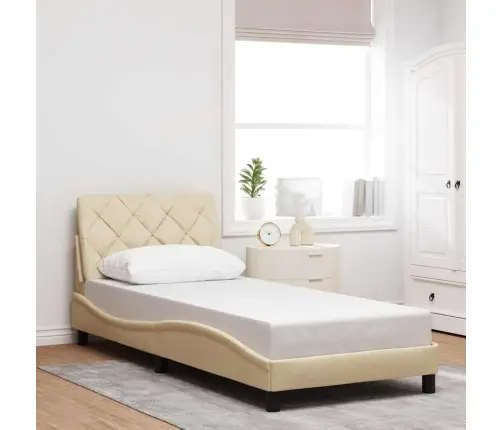 Gultas Rāmis Bez Matrača, Krēma, 90X190Cm Audums Vidaxl