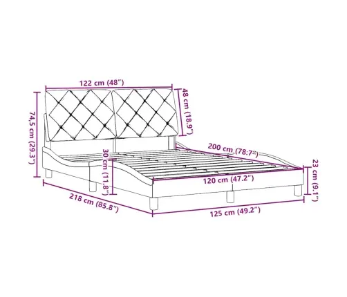 Gultas Rāmis Bez Matrača, Zils, 120X200 Cm, Audums Vidaxl