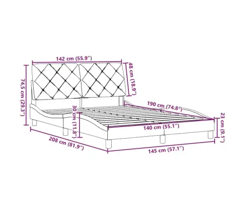 Gultas Rāmis Bez Matrača, Tumši Brūns, 140X190 Cm, Audums Vidaxl