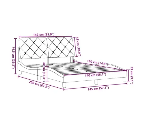 Lovos Rėmas Be Čiužinio, Mėlynos Spalvos, 140X190cm Audinys