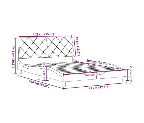 Gulta Bez Matrača, Gaiši Pelēks, 140X200 Cm, Audums Vidaxl