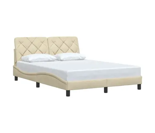 Gulta Bez Matrača, Krēmkrāsas, 140X200 Cm, Audums Vidaxl